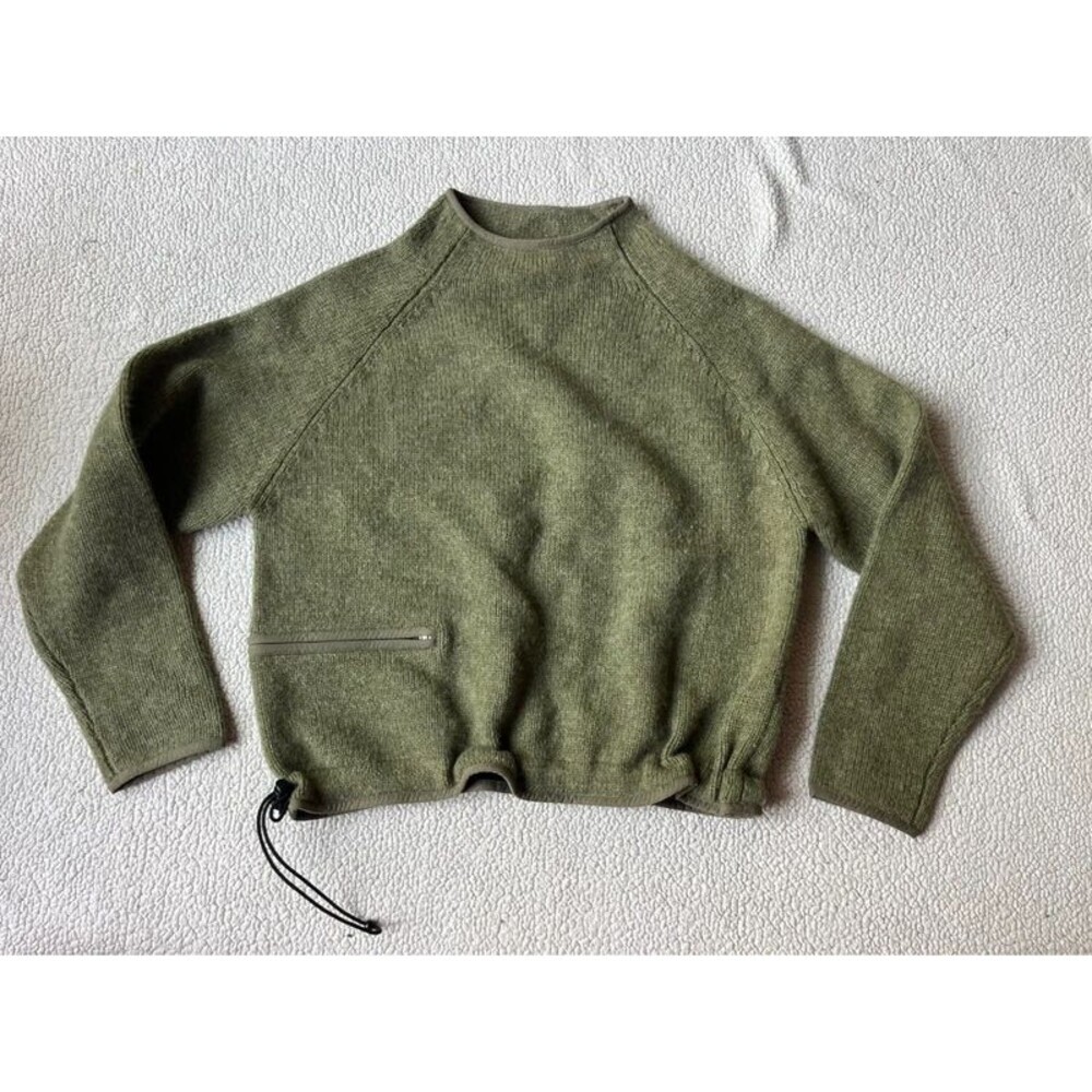 Vintage 90s LL Bean Outdoors Shetland Wool Green Pullover Thermal Sweater Small